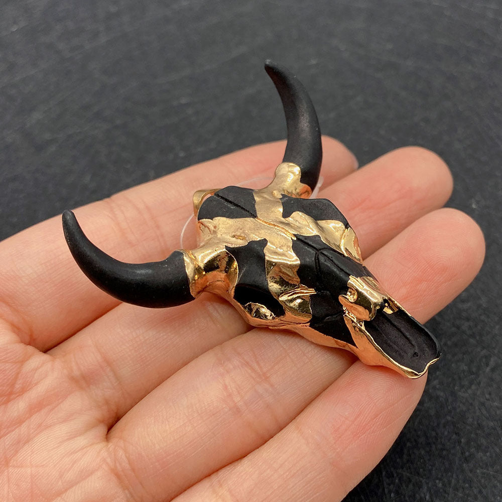 Wholesale 45×46mm Acrylic White Gold Bull Head Shape Melon Seed Buckle Pendant